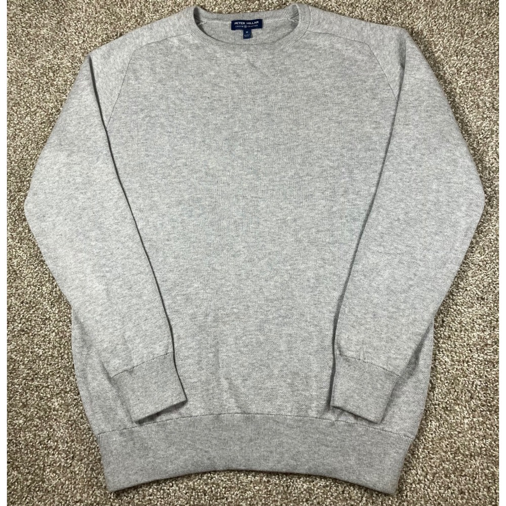 Peter Millar Crown Crafted Interlock Crewneck Sweater Gray Cashmere Blend Medium